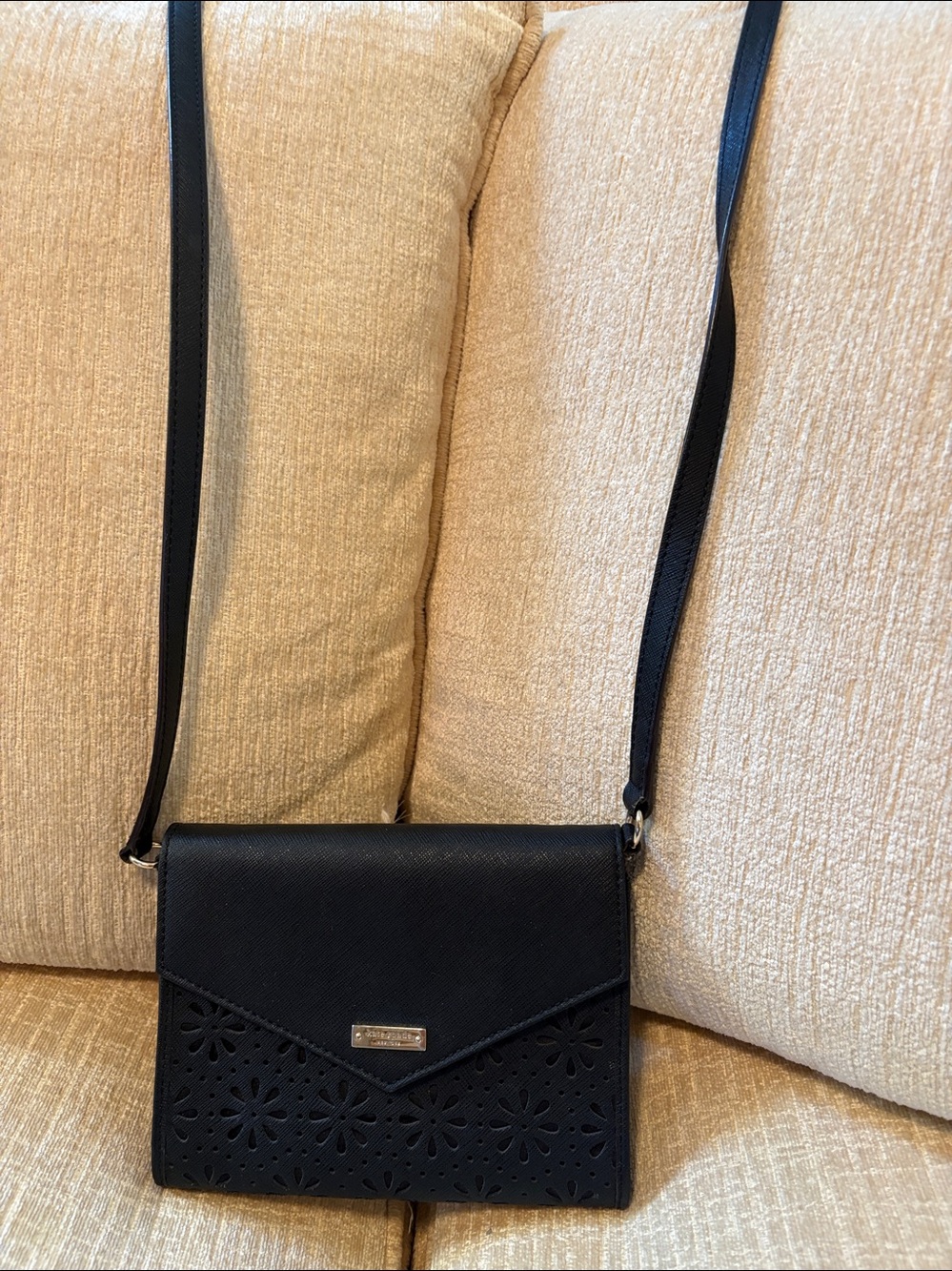 kate spade Black Laser-Cut Crossbody Bag